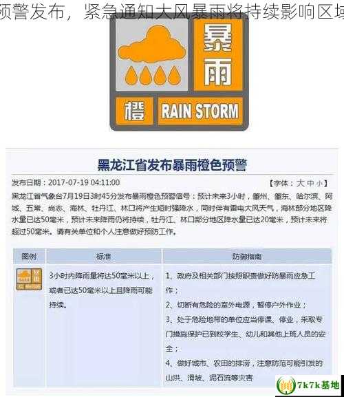 实时牡丹江天气预警发布，紧急通知大风暴雨将持续影响区域请做好防范措施