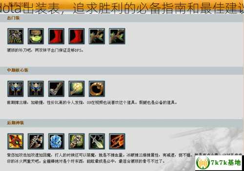 dota出装表，追求胜利的必备指南和最佳建议