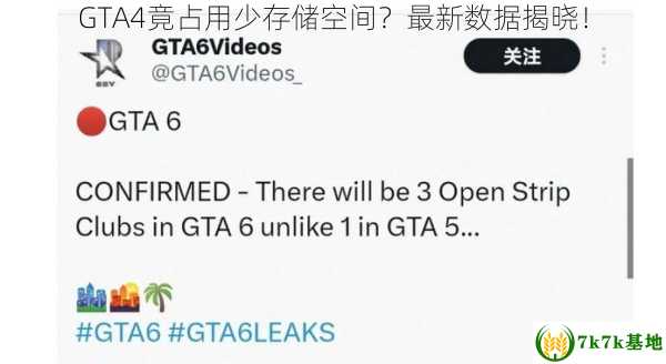 GTA4竟占用少存储空间？最新数据揭晓！