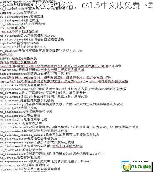 CS1.5中文版游戏秘籍，cs1.5中文版免费下载